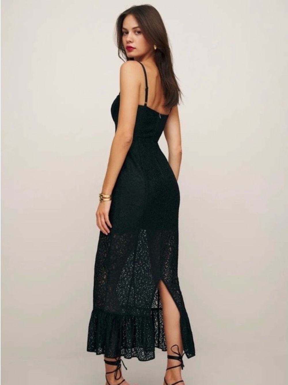 Reformation Cander Black Lace Corset Midi Dress Size 2 NWT - Picture 2 of 12